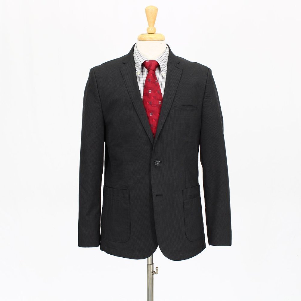 Calvin Klein 40R Gray Solid 2-Button Sport Coat Blazer Jacket O674